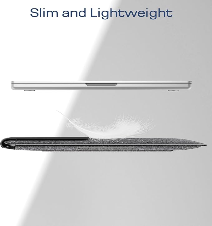 Fintie Sleeve Case for MacBook Air 13.6 A3240 A3113 A2681, Pro 14 A3434 A3401 A3185 A3112 A2992 A2918 A2779 A2442, MacBook Pro/Air 13 - PU Leather Slim Bag Cover with Stand Feature (Gray/Black)