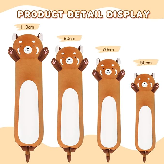 MIAOHAHA Long Plush Raccoon Pillow - Cute Plush Toy Doll Stuffed Animal Hugging Pillow for Sleeping Gift for Kids and Girls (110cm/43.3in)