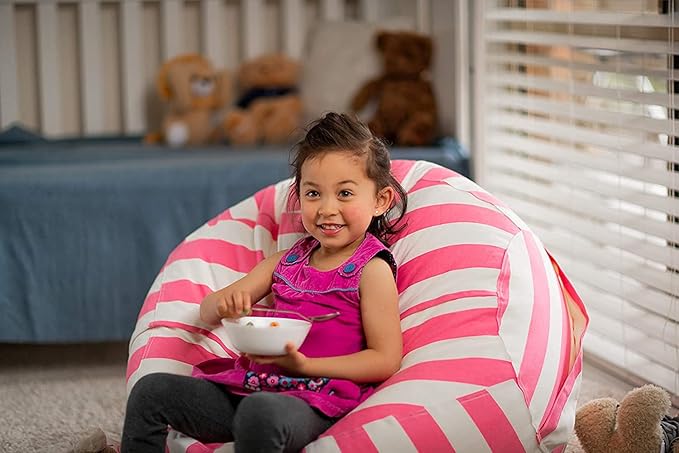 WEKAPO Stuffed Animal Storage Bean Bag Chair Cover for Kids | Stuffable Zipper Beanbag for Organizing Children Plush Toys Large Premium Cotton Canvas (Pink, XX-Large)