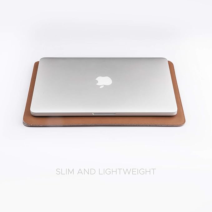 Comfyable Laptop Sleeve 15 Inch Precisely Compatible with MacBook Air 15" M4 2025 A3241 & M3 2024 A3114 & M2 2023 A2941, Faux Leather Cover Case, Brown
