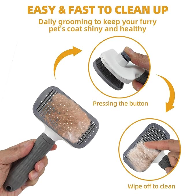KUEIOX Dog Brush for Shedding,6 PCS in One Pet Slicker Hair Brush Kit Organizer Bag - Dog Cat Grooming Deshedding Undercoat Rake Brush Comb for All Small Large Dogs Cats Grey