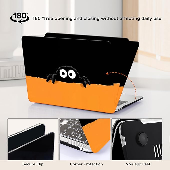 BYCeKe Cute Animal Print Case for MacBook Air 13.6 inch 2022-2025 M4 A3240 M3 A3113 M2 A2681,for Mac Air13 M4 Pattern Plastic Clear Hard Shell&Keyboard Cover for MacBook Air13.6 Case,Abstract Spider