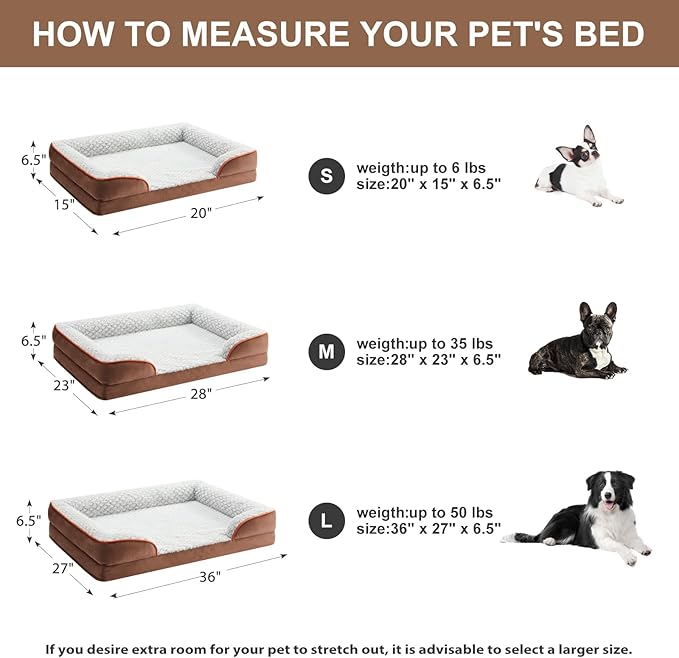 LEXTRO Orthopedic Dog Bed for Medium Dogs, Egg Crate Foam Bed for Medium Dogs, Equipped with Removable Waterproof Pillow Cover and Anti-Slip Bottom, Pet Bed