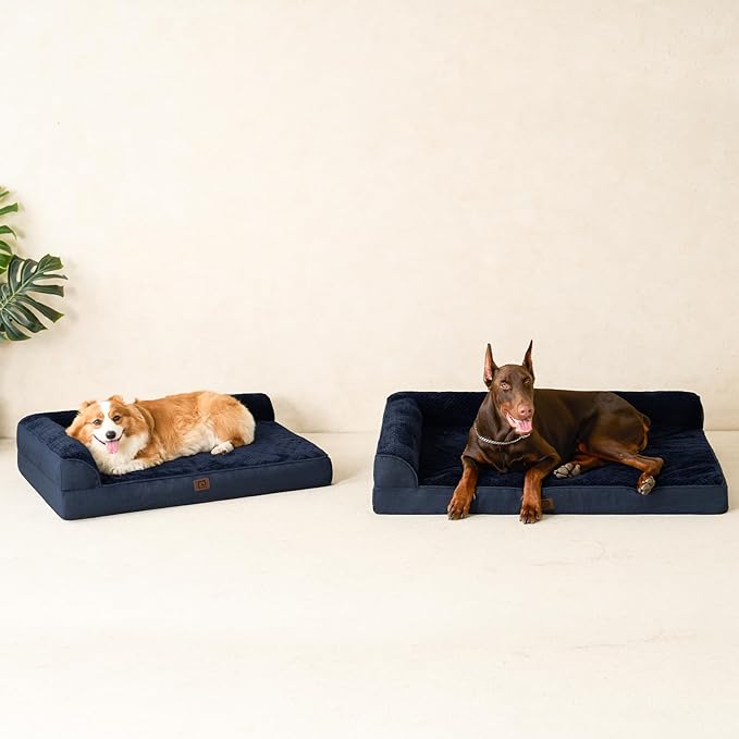 EHEYCIGA Extra Large Dog Bed Othorpedic, Memory Foam XL Dog Bed with Washable Removable Cover, Waterproof Pet Sofa Couch XLarge Size Dogs with Nonskid Bottom, 44x32x6.5, Navy Blue