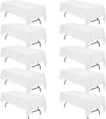 BRILLMAX 10 Pack White Tablecloths for 8 Foot Rectangle Tables 60 x 126 Inch - 8ft Rectangular Bulk Linen Polyester Fabric Washable Cloth Cover for Wedding Reception Banquet Birthday Party