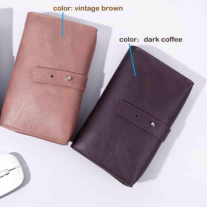 DUWUZEST Vintage PU leather Electronic organizer travel case,cord organizer travel, Leather charger shortage for essentials mouse, adapter, cables (Dark coffee)