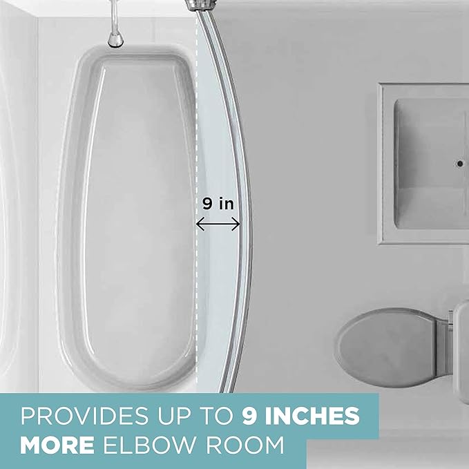 Zenna Home Rustproof Double Curved Shower Curtain Rod, No Drill Adjustable Curved Tension Shower Curtain Rod for Bathroom, Easy Install, Rounded for Extra Room, 50 to 72 Inches, Satin Nickel