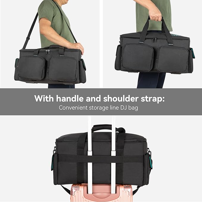 SAVIOUR DJ Cable File Bag, Detachable Padded Bottom and Adjustable Dividers, Stores Music, Audio, and Visual Cabling, Portable Travel Storage and Studio Organization (Blue)
