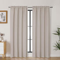 Lecloud Bessie Khaki Curtains for Living Room 78 Inches Long 2 Pcs, Dual Rod Pocket Bedroom Curtains, Light Filtering Faux Linen Textured Home Decor Drapes for Dining Room, Each 40" W x 78" L