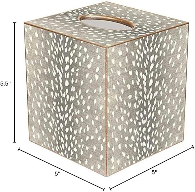 TB8815-Tissue Box Cover Tissue Holder Square Cube Paper Mache Decorative Animal Print Antelope Taupe