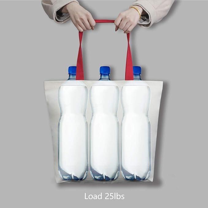TOPDesign 2-Pack Canvas Tote Bags with Magnetic Snap, Reusable Grocery Shopping Bags, DIY Your Creative Designs