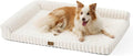 COZY KISS Cute Dog Bed, Faux Rabbit Fur Orthopedic Foam Dog Bed with Sides, Removable Washable Cover & Waterproof Lining, Comfortable Pet Couch for Large Dogs, Cream (44" L x 32" W x 7" Th)