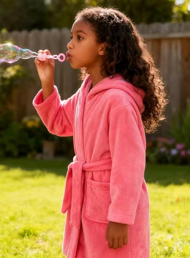 Fraprasty Boys Girls Hooded Robe Soft Touch Robe Kids Terry Cloth Cotton Spa Bathrobe Sleepwear 2-14 Years