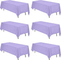 BRILLMAX 6 Pack Lavender Tablecloths 70 x 120 Inch for 6ft or 8ft Rectangle Tables - Rectangular Bulk Linen Polyester Fabric Washable Cloth Cover for Wedding Reception Banquet Birthday Party