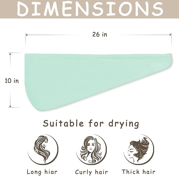 YHPDYL 3 Pack Microfiber Hair Towel Wrap for Women, Fast Drying Hair Turban with Button, Anti-Frizz Large Hair Towel for All Hair Styles, Soft & Absorbent Hair Drying Towel