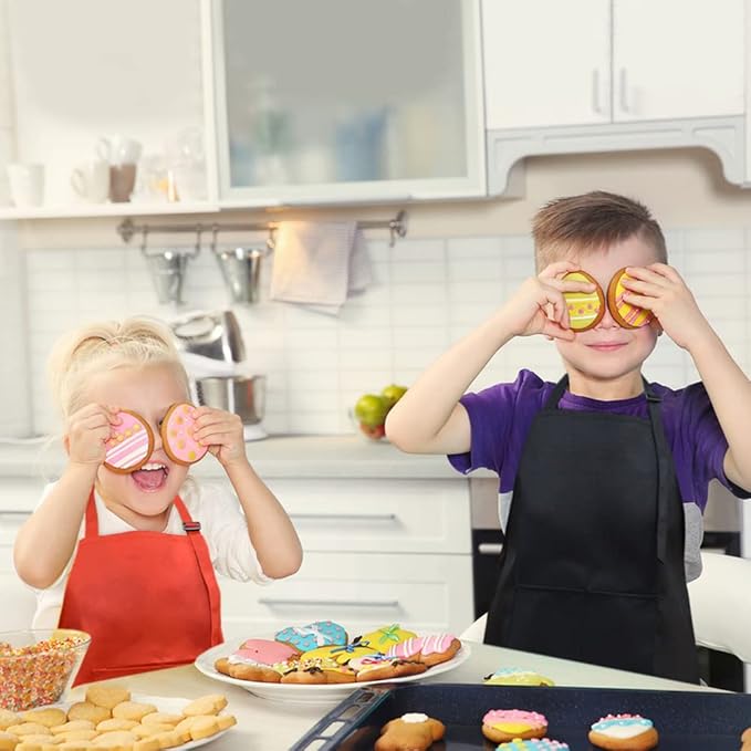 SINLAND Kids Apron with Pocket 2 Pack Children Chef Apron for Cooking Baking Painting