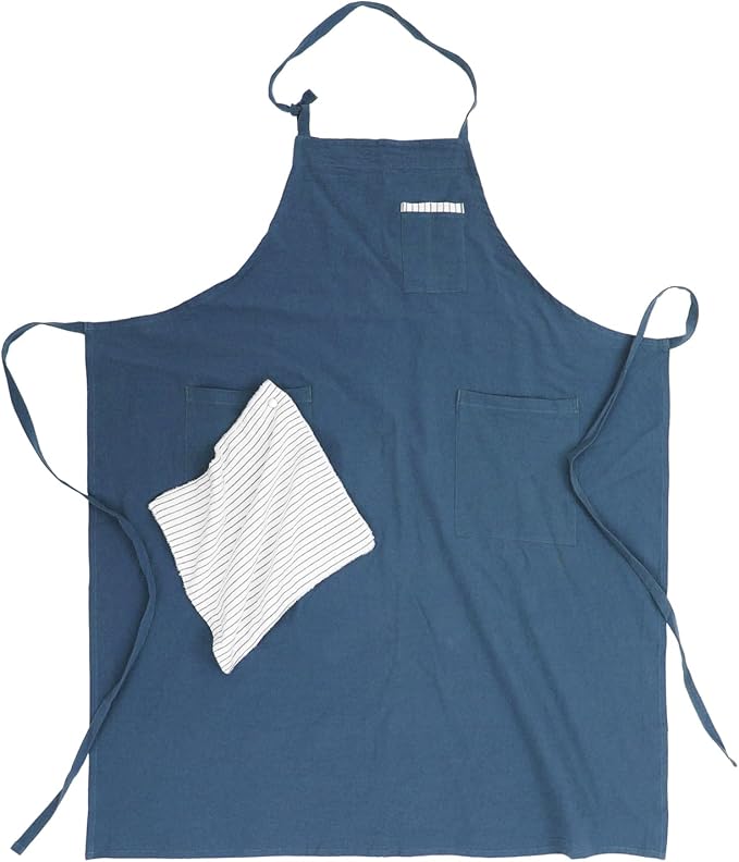 Soft Cotton Linen Apron - Retro Linen Art Apron, Adjustable Casual Apron with Towel, Great for Florist and Kitchen