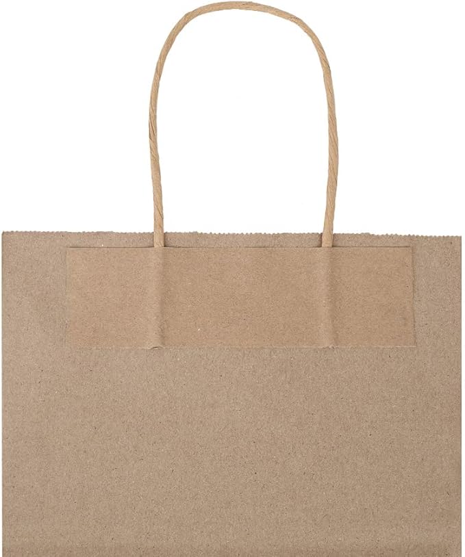 bagmad 100 Pack 8x4.75x10 Inch Medium Green Gift Paper Bags with Handles Bulk, Kraft Bags, Craft Grocery Shopping Retail Party Favors Wedding Business Sacks (Dark Green, 100pcs)