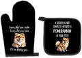Pomeranian Gifts for Women Dog Oven Mitts and Pot Holders Sets, Pomeranian Dog Decor Kitchen Accessories Sets, Complete Without a PomeranianDog Heat Resistant Oven Glove Potholders for Kitchen