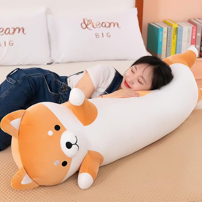 MIAOHAHA Long Plush Shiba Inu Dog Soft Stuffed Animal Akita Corgi Toy Plush Toy Pillow Hugging Pillow for Kids and Girls(Shiba,130cm/51.2in)