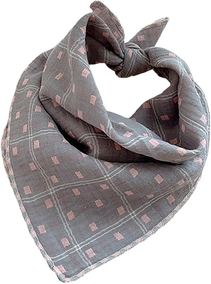 Pemilosci Double Layers Two Tones Dog Cotton Square Bandana Bibs Scarf Kerchief for Small Medium Dogs Boy or Girl - DCB04 P&P