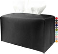 Large Tissue Box Cover Rectangular – Plus Size Rectangle Tissue Box Holder with Bottom Belt [JESMINI, Black] Modern Leather Long Tissue Holder for Bathroom/Car/Office Decor