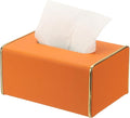 uxcell Tissue Box Cover, Rectangle Modern Tissue Box Holder with Magnetic Closure for Living Room Bedroom Office Hotel Desk (7.5"x5.1"x3.5", Orange)