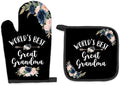 Great Grandma Gifts Oven Mitts and Pot Holders Sets, Gifts for Great Grandma Kitchen Decor Accessories Sets, World’s Best Great Grandma Heat Resistant Oven Glove Potholders for Kitchen Cooking