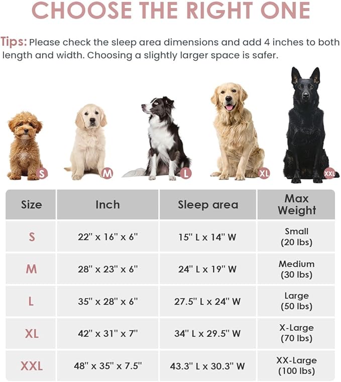 bilypaws Orthopedic Dog Bed for Small Dogs, Pet Sofa Bed with Egg Crate Foam, 4-Sided Bolster, Removable Washable Cover & Anti-Slip Bottom, Small Pink Plaid