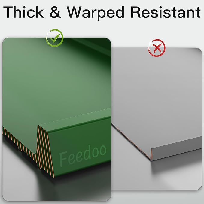 Feedoo Pet Feeding Mat [Warped Resistant Raised Edge], Water-Proof Silicone Placement for Food Water Bowls, Anti-Slip Base Protect Floor, BPA-Free&Dishwasher-Safe [28.5x16.5inch XL, Green]