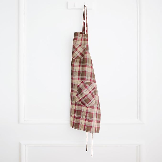 Solino Home Linen Bib Apron for Men & Women - 33 x 30 Inch Kitchen Apron with Front Pockets - Handcrafted from European Flax