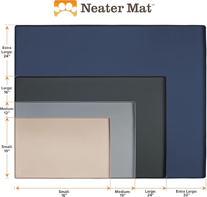 Neater Pet Brands Neater Mat Pet Mats for Food and Water, Cat & Dog Bowl Mat Waterproof Silicone, Feeding Tray, Dog Food Mats for Floors, Placemat w/ Raised Edge for Under Bowls, 19” x 12”, Cappuccino