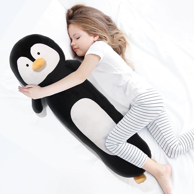 36” Long Penguins Plush Body Pillow, Cute Giant Black Penguin Stuffed Animals, Big Penguins Squishy Soft Plushies Toy, Gifts for Kids Girls and Boys, Birthdays, Halloween, Christmas