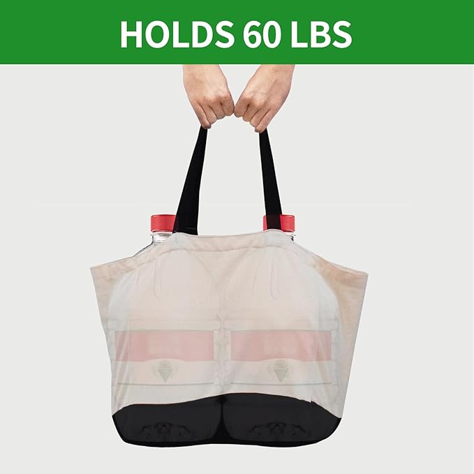 CNaiyunpin Heavy Duty Canvas Reusable Grocery Bags - 8.3 Gal Foldable Large Tote with Handles, Holds 60 lbs & Washable Eco-friendly Bags with 5 Pockets, Off White Black