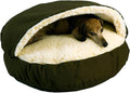 Snoozer Cozy Cave Dog Bed - Indoor Dog Bed with Cover Cave, Covered Calming Burrow for Small & Medium Sized Pets with Blanket Attached, Enclosed, Removable Washable Cover - Large, Olive