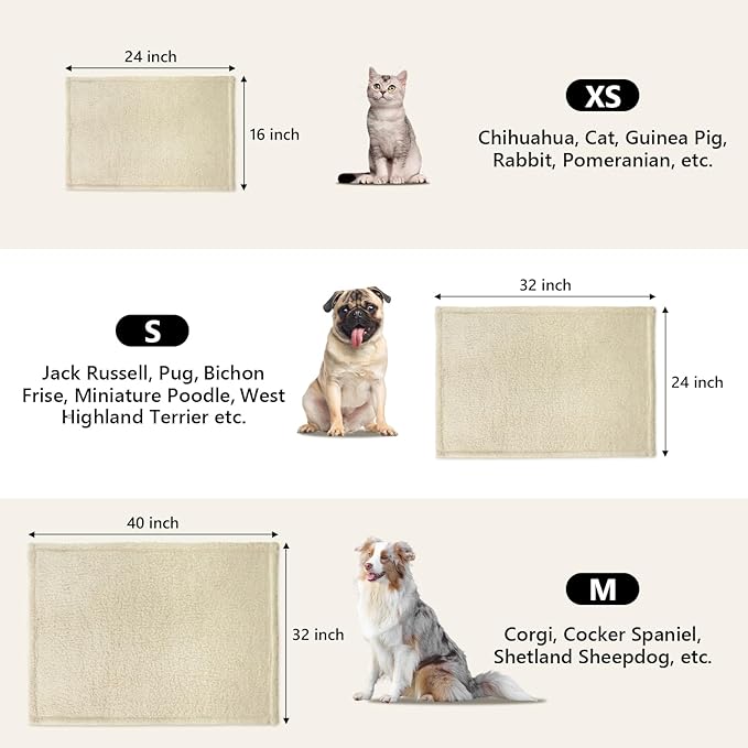 furrybaby 2-in-1 Puppy Blankets for Small Dogs - Premium Super Soft Sherpa & Fleece Dog & Cat Bed Blankets - Washable & Portable - Beige (24"x32")