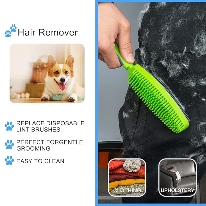 Godiyyer Rubber Pet Hair Removal Brush for Couch Clothes Dog Cat Pet Hair Carpet, Also Used as Dog Cat Bath Brush with Massage Effect