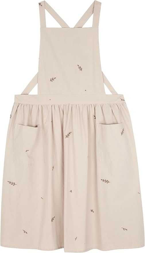 Japanese apron Women-Cross Back Apron for Women with Pockets, Pinafore Aprons, Womens Cotton Linen Apron