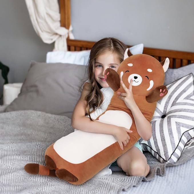 MIAOHAHA Long Plush Raccoon Pillow - Cute Stuffed Animal Raccoon Toy for Sleeping & Gifting (70cm/27.5in)