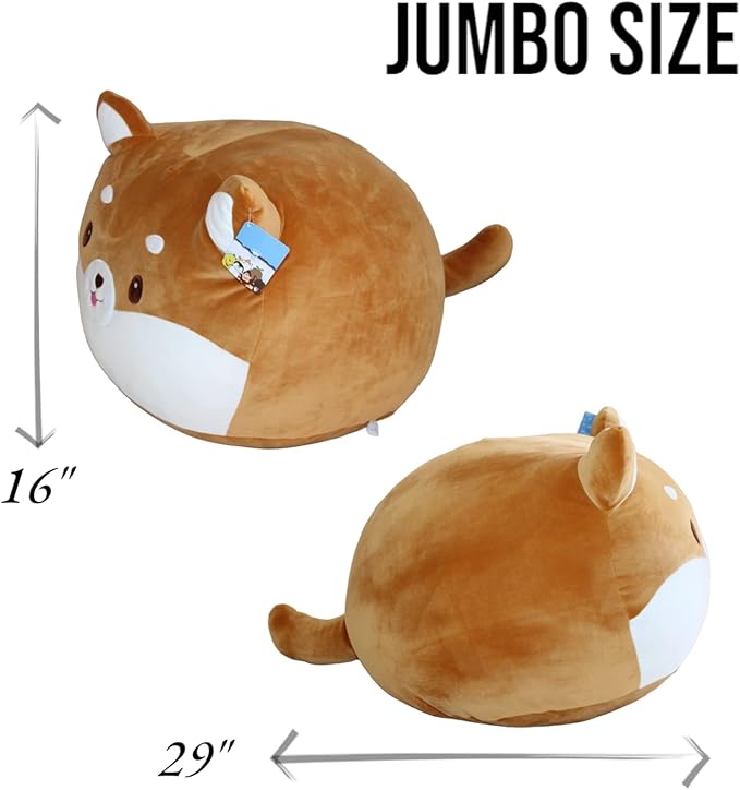 WORLD OF PLUSH 29-Inch Jumbo Shiba Inu Plush – Giant Stuffed Dog Toy, Squishy & Soft Cuddle Buddy for Kids & Adults – Kawaii Dog Pillow, for Girls, Boys, Pet Lovers, Home Decor