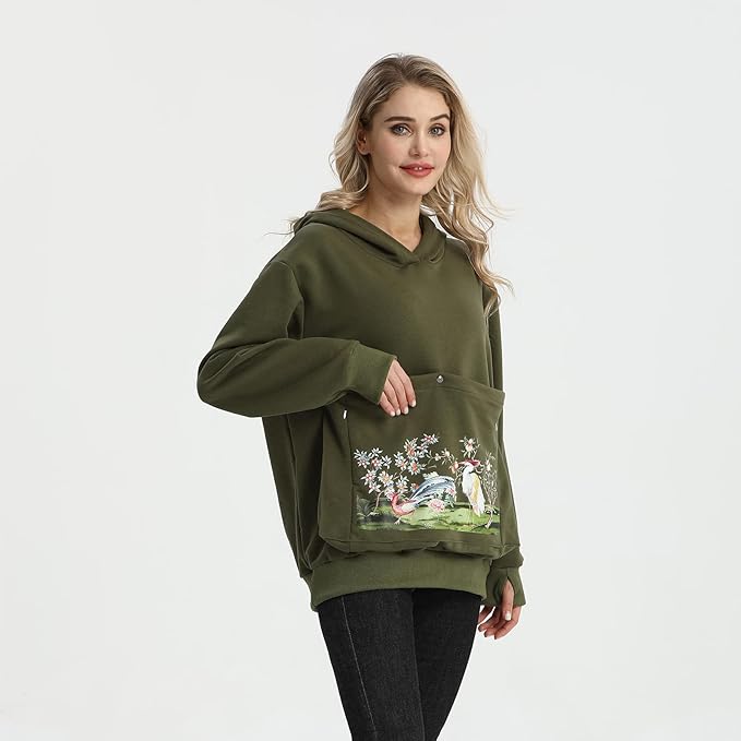 ALYC Cat Dog Carrier Hoodie Big Pet Pouch Sweatshirt Puppy Kitten Holder Pullover Top Graphic Print Kangaroo Hoodies
