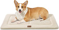 MASSFU Reversible Dog Crate Pad Bed for Medium Small Dogs,Washable & Non-Slip Kennel Pet Mat, High Density Foam and Soft Fleece Cat Bed for Indoor & Outdoor Use, 29" x 21", Cream White