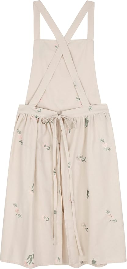 Japanese apron Women-Cross Back Apron for Women with Pockets, Pinafore Aprons, Womens Cotton Linen Apron