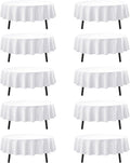 10-Pack White Round Tablecloths, 70 Inches, Stain-Resistant Polyester for 3-4 Ft Round Tables - Washable Table Covers for Weddings, Banquets, Birthday Parties, Events