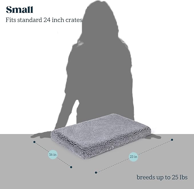 PELZIN Stoutwool 4" Indestructible Dog Bed - Orthopedic Chew Proof Dog Crate Pad - Fluffy Kennel Mat for Aggressive Chewers - Ideal for Small Breeds & Fits 24-Inch Crate - 23"x16", Charcoal