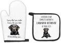 Black Lab Gifts Dog Oven Mitts and Pot Holders Sets, Black Labrador Dog Decor Kitchen Accessories Sets, Complete Without a Labrador Retriever Heat Resistant Oven Glove Potholders for Kitchen