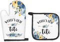 Titi Gifts Oven Mitts and Pot Holders Sets, Gifts for Titi Aunt Auntie Aunty, TitiAunt Auntie Gifts from Nephew Niece,World’s BestTiti Heat Resistant Oven Glove Potholders for Kitchen Cooking