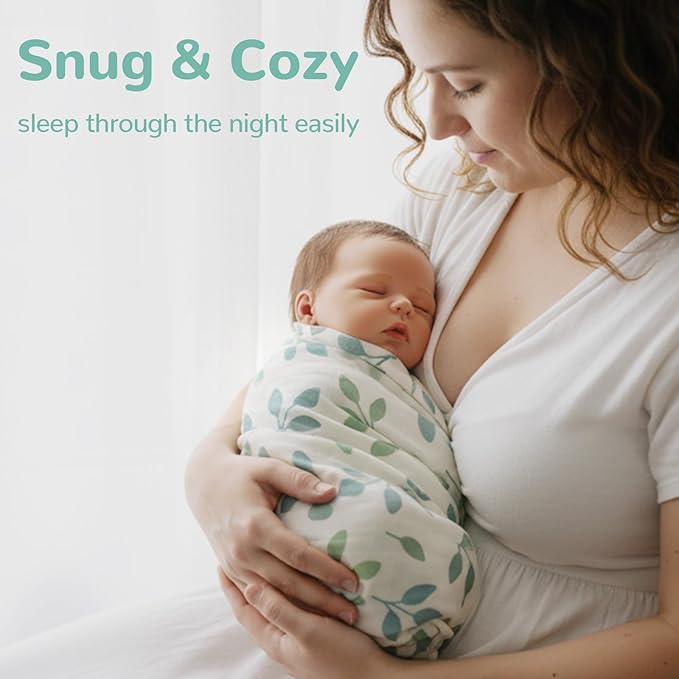 HECCEI Muslin Swaddle Blanket - Baby Muslin Blanket Large Swaddles 47 x 47 inches Breathable & Soft Baby Receiving Blanket Gender Neutral for Newborn Boys Girls, Little Sprouts