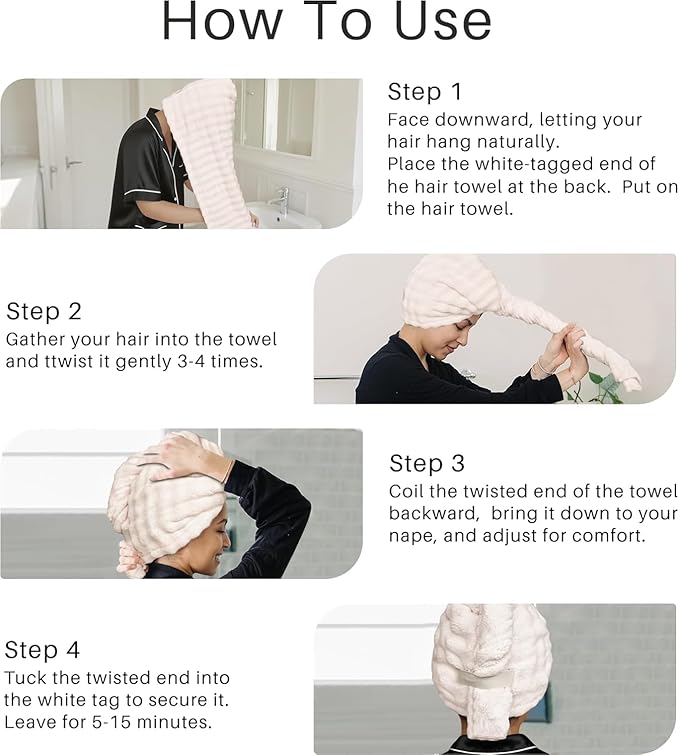 YHPDYL 2-Pack Women's Microfiber Hair Towel Wrap: 50% Faster Drying, Ultra - Absorbent & Anti - Frizz for Long and Curly Hair! 40x11 Inches Oversized, Lightweight for Travel, Gym, Spa & Home Use