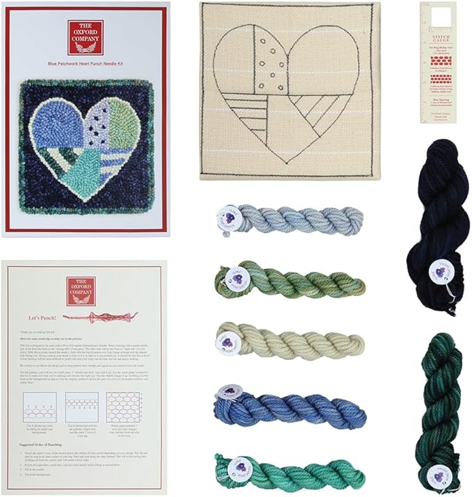 The Oxford Company Punch Needle Kit (Patchwork Blue Heart)